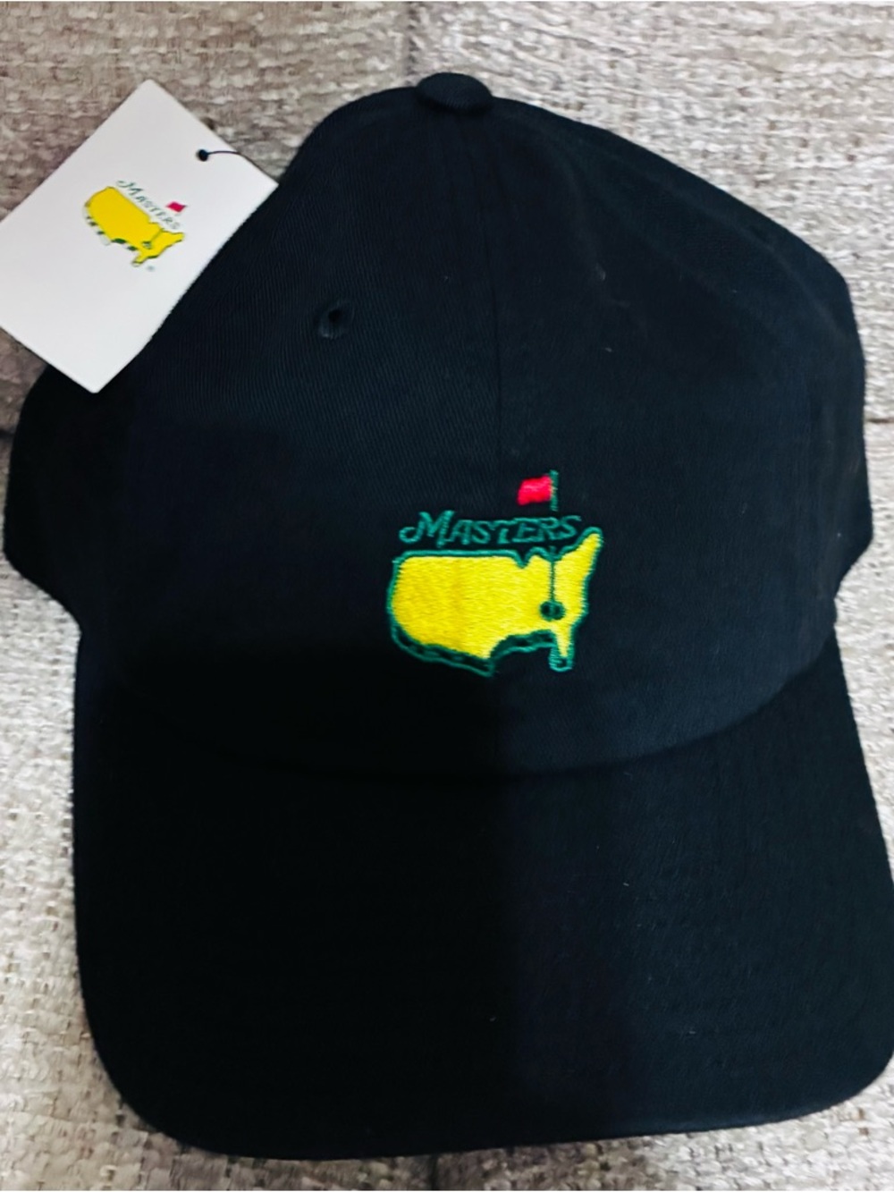 Masters Black Cap with Yellow and Green Logo and Red Flag